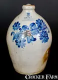 Wm. Moyer, Rare WM. MOYER / HARRISBURG, PA Stoneware Jug w/ Very Fine Floral Decoration, circa 1858-1861, Stoneware