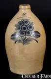 COWDEN & WILCOX / HARRISBURG, PA Stoneware Jug w/ Fine Floral Decoration by Cowden & Wilcox, circa 1865, Stoneware, sold Mar 2017
