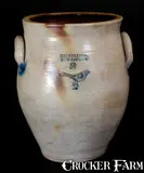 S. T. Brewer, Rare S. T. BREWER / NEW LONDON Stoneware Jar w/ Incised Bird Decoration, circa 1828-1830, Stoneware