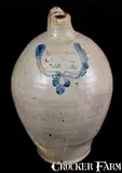 G. Benton & L. Stewart, Rare G. BENTON & L. STEWART / HARTFORD Stoneware Jug w/ Incised Wreath, circa 1815, Stoneware
