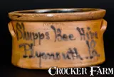 Evan R. Jones, Shupps Bee Hive / Plymouth. Pa Cake Crock by EVAN R. JONES / PITTSTON PA, circa 1875, Stoneware