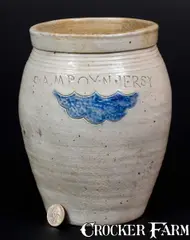 S. Amboy, Small S. AMBOY / N. JERSY Ovoid Stoneware Jar att. Warne & Letts, South Amboy, NJ, early 19th century, Stoneware