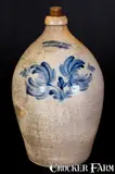 COWDEN & WILCOX / HARRISBURG, PA Stoneware Jug with Floral Decoration by Cowden & Wilcox, circa 1865, Stoneware, sold Mar 2017