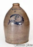 Scarce COWDEN & WILCOX / HARRISBURG, PA Stoneware Man-in-the-Moon Jug by Cowden & Wilcox, circa 1865, Stoneware, sold Mar 2017