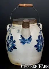 Cowden & Wilcox, COWDEN & WILCOX / HARRISBURG, PA Stoneware Batter Pail with Floral Decoration, circa 1865, Stoneware