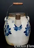 COWDEN & WILCOX / HARRISBURG, PA Stoneware Batter Pail with Floral Decoration by Cowden & Wilcox, circa 1865, Stoneware, sold Mar 2017