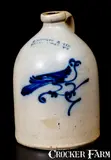 J. NORTON & CO. / BENNINGTON, VT Stoneware Jug w/ Bird Decoration by J. Norton & Co., circa 1860, Stoneware, sold Mar 2017