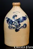 J. & E. NORTON / BENNINGTON, VT Stoneware Jug with Slip-Trailed Floral Decoration by J. & E. Norton, circa 1855, Stoneware, sold Mar 2017