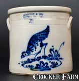 J. NORTON & CO. / BENNINGTON VT Stoneware Crock w/ Cobalt Chicken Decoration by J. Norton & Co., circa 1860, Stoneware, sold Mar 2017
