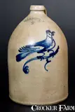 J. & E. NORTON / BENNINGTON, VT Stoneware Jug with Bird Decoration by J. & E. Norton, circa 1855, Stoneware, sold Mar 2017