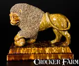 Lyman, Fenton & Co., Exceptional LYMAN FENTON & CO. / BENNINGTON, VT Standing Lion on Base, 1849, Stoneware