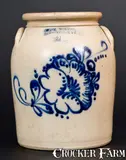 J. & E. NORTON / BENNINGTON, VT Stoneware Jar with Floral Decoration by J. & E. Norton, circa 1855, Stoneware, sold Mar 2017