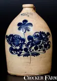 J. & E. NORTON / BENNINGTON, VT Stoneware Jug w/ Elaborate Slip-Trailed Floral Decoration by J. & E. Norton, circa 1855, Stoneware, sold Mar 2017