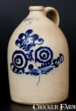 J. & E. NORTON / BENNINGTON, VT Stoneware Jug w/ Bold Slip-Trailed Floral Decoration by J. & E. Norton, circa 1855, Stoneware, sold Mar 2017