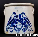 F.B. NORTON & CO / WORCESTER. MASS Double Parrot Stoneware Crock by F. B. Norton & Co, circa 1870, Stoneware, sold Mar 2017