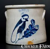 F. B. NORTON & CO. / WORCESTER, MASS. Stoneware Parrot Crock by F. B. Norton & Co, circa 1870, Stoneware, sold Mar 2017