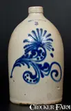 Nichols & Boynton, NICHOLS & BOYNTON / BURLINGTON, VT Stoneware Jug with Floral Decoration, circa 1856-1859, Stoneware