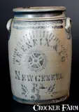 J. E. Eneix & Co., J. E. ENEIX & CO. / NEW GENEVA, PA Stoneware Jar w/ Stenciled and Freehand Decoration, circa 1875, Stoneware