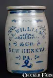 C. L. Williams & Co., 2 Gal. C. L. WILLIAMS & CO. / NEW GENEVA, PA, circa 1890, Stoneware