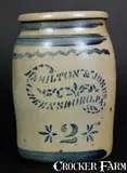 2 Gal. HAMILTON & JONES / GREENSBORO, PA Stoneware Jar by Hamilton & Jones, circa 1875, Stoneware, sold Mar 2017