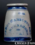 James Hamilton & Co., JAMES HAMILTON & CO. / GREENSBORO, PA Stoneware Canning Jar, circa 1875, Stoneware