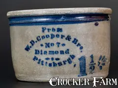 W. D. Cooper, Western PA Stoneware Bowl w/ W. D. COOPER / PITTSBURGH, PA Advertising, circa 1875, Stoneware