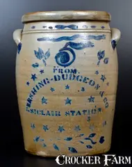 Dudgeon & Co, Exceptional PERSHING, DUDGEON & CO / ST. CLAIR STATION (Westmoreland Co, PA) Crock, circa 1870, Stoneware