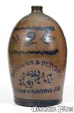 Williams And Reppert, WILLIAMS & REPPERT. / GREENSBORO, PA Cobalt-Decorated Stoneware Jug, circa 1885, Stoneware