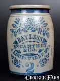 Mccarthey & Co., BAYLESS, MCCARTHEY & CO. / LOUISVILLE, KY w/ Elaborate Stenciled Floral Decoration, circa 1875, Stoneware