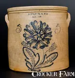 N. Clark & Co., N. CLARK & CO. / LYONS Stoneware Crock w/ Large Slip-Trailed Floral
