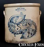 NEW YORK STONEWARE CO. / FORT EDWARD, NY Stoneware Crock w/ "S & M" in Banner by New York Stoneware Co., circa 1875, Stoneware, sold Mar 2017