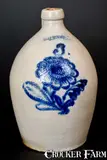 John Burger, JOHN BURGER / ROCHESTER Stoneware Jug w/ Slip-Trailed Floral Decoration, circa 1860, Stoneware