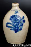 Harrington & Burger, HARRINGTON & BURGER / ROCHESTER, NY Stoneware Jug w/ Floral Decoration