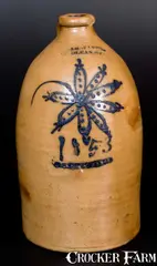 I. H. Wands, Rare I.H. WANDS / OLEAN. NY Stoneware Jug Dated 1853, 1853, Stoneware