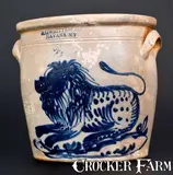 A.O. Whittemore, A. O. WHITTEMORE / HAVANA, NY Stoneware Jar w/ Exceptional Lion Decoration