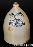 A.O. Whittemore, Scarce A.O. WHITTEMORE. / HAVANA, N.Y. Stoneware Jug w/ House Decoration