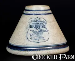 American Brew. Co., Large-Sized Stoneware AMERICAN BREW. CO. / ROCHESTER, N.Y. Eagle Match Safe, Whites Utica, late 19th century, Stoneware
