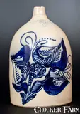 N.A. White & Son, N. A. WHITE & SON / UTICA, NY Stoneware Jug w/ Bold Floral Decoration, circa 1885, Stoneware