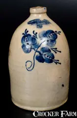Welding & Belding, WELDING & BELDING / BRANTFORD, ONTARIO Stoneware Jug w/ Floral Decoration, circa 1870, Stoneware