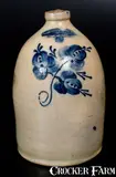 Welding & Belding, WELDING & BELDING / BRANTFORD, ONTARIO Stoneware Jug w/ Floral Decoration, circa 1870, Stoneware