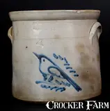 S.B. Bosworth, S. B. BOSWORTH / HARTFORD, CT. Stoneware Crock w/ Bird Decoration, circa 1880-1890, Stoneware