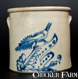 Adam Caire, ADAM CAIRE / PO'KEEPSIE, NY Stoneware Crock with Elaborate Bird on Stump Decoration, circa 1880, Stoneware