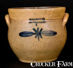 Scarce H. HUMISTON / SOUTH-AMBOY One-Gallon Stoneware Jar, circa 1830 by H. Humiston, circa 1830, Stoneware, sold Mar 2017