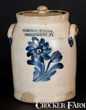 COWDEN & WILCOX / HARRISBURG, PA Stoneware Jar w/ Floral Design by Cowden & Wilcox, circa 1865, Stoneware, sold Mar 2017