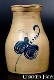S.L. Pewtress, S. L. PEWTRESS / NEW HAVEN, CONN. Stoneware Pitcher with Cobalt Decoration, circa 1870, Stoneware