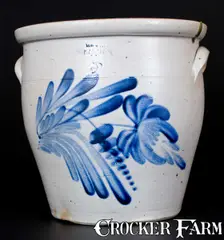 Lewis Jones, Rare LEWIS JONES / PITTSTON, PA Stoneware Jar with Elaborate Floral Decoration, circa 1890, Stoneware