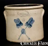 Brown Bros, BROWN BROS. / HUNTINGTON / L.I. Stoneware Crock with Crossed Floral Decoration, circa 1885-1905, Stoneware