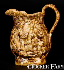 Canton Ave, E. & W. BENNETT, / CANTON AVE. / BALTIMORE, Md Rockingham Gypsy Pitcher, 1850-1852, Stoneware
