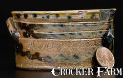 Xerxes Price, Extremely Rare "Xerxes Price / Made 1841" Inscribed Miniature Butter Crock, New Jersey origin, 1841, Stoneware