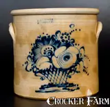 J. & E. Norton, J. & E. NORTON / BENNINGTON, VT Stoneware Crock w/ Fine Slip-Trailed Floral Basket Decoration, circa 1855, Stoneware